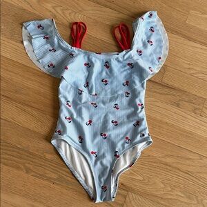 Tommy Hilfiger Girls Cherry Print Ruffle Swimsuit – Size 7